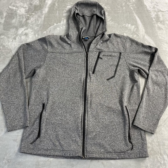 Eddie Bauer Other - Eddie Bauer Hoodie Mens L Gray Full Zip Logo Pockets Fleece First Ascent Hiking